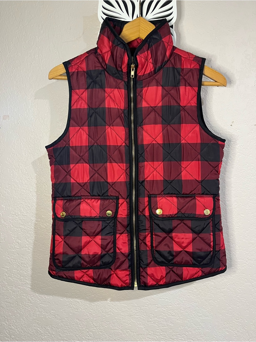 Aspen Vintage Women’s Red Buffalo Plaid Quilted Vest